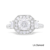 14K White Gold Round & Radiant Cut Diamond Engagement Ring (1.98 ct)